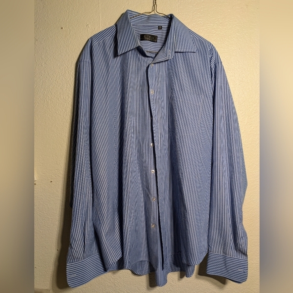 Polo By Ralph Lauren Blue Striped Polo Shirt Size 18 1/2 35-36 - Picture 2 of 12